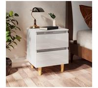 Bedside Cabinet High Gloss White 40x35x50cm Engineered Solid Eucalyptus Wood 2pc