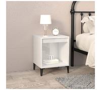 Bedside Cabinet High Gloss White 40x35x50cm Engineered Wood Metal Storage Modern