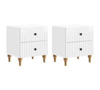 Bedside Cabinet High Gloss White 43x34.5x48cm Engineered Wood 2 Drawer Set 2pcs.