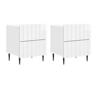 Bedside Cabinet High Gloss White 43x34.5x49.5cm Engineered Wood 4-Drawer Bedroom