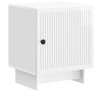 Bedside cabinet high gloss white 43x34.5x50cm eng. wood vintage compact storage