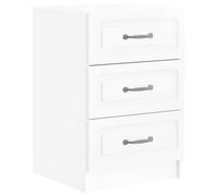 Bedside Cabinet High Gloss White 43x41x63.5cm 3-Drawer Modern Engineered Wood UK