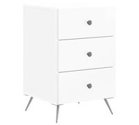 Bedside Cabinet High Gloss White 43x41x66.5cm Engineered Wood 3-Drawers Compact