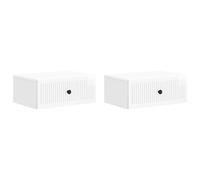 Bedside Cabinet High Gloss White 49x34.5x20cm Engineered Wood 2 Drawer Wallmount