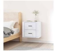 Bedside Cabinet High Gloss White 50x36x47 cm Engineered Wood Wall-Mounted Shelf
