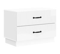 Bedside Cabinet High Gloss White 62x34.5x44.5cm Engineered Wood 2 Drawers Small