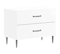 Bedside Cabinet High Gloss White 62x34.5x47.5cm Engineered Wood 2 Drawer Compact
