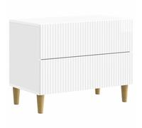 Bedside Cabinet High Gloss White 62x34.5x48cm Engineered Wood 2 Drawers Compact