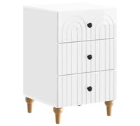 Bedside Cabinet High Gloss White Engineered Wood 3-Drawer Storage 43x41x66.5cm.