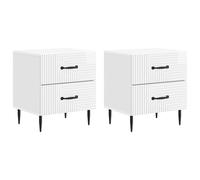 Bedside Cabinet High Gloss White Engineered Wood 43x34.5x47.5cm 4 Drawers Metal