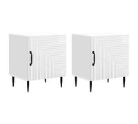 Bedside Cabinet High Gloss White Engineered Wood 43x34.5x50cm 2pcs Slim Storage
