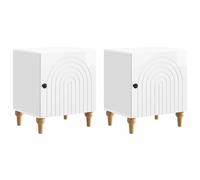 Bedside Cabinet High Gloss White Engineered Wood 43x34.5x50cm Pair Nightstand x2