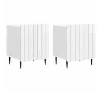Bedside Cabinet High Gloss White Engineered Wood 43x34.5x52cm Retro Compact Set
