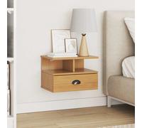 Bedside cabinet Honey Brown 40x31x27 cm Solid Pine Wood Wall-Mounted 1-Drawer.