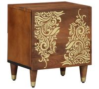 Bedside cabinet Honey brown solid mango wood 40x33x46cm with brass knob handmade