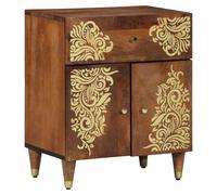 Bedside Cabinet Honey Brown Solid Mango Wood 50x33x60cm Hand-Painted Door Small