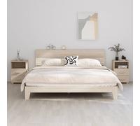 Bedside cabinet honey brown solid pinewood MDF 40x35x62cm 2 drawers 1 shelf mini