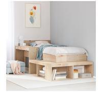Bedside cabinet L-shaped 232x122x75 cm pinewood natural 4-compartment with desk