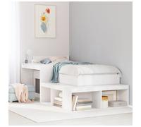 Bedside cabinet L-shaped White Pinewood 232x122x75 cm with Desk, 4 Compartments.