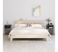 Bedside Cabinet Light Grey Solid Pinewood 40x35x62cm 2 Drawers + Shelf Stylish.