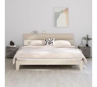 Bedside Cabinet Light Grey Solid Pinewood & MDF 40x35x44.5cm 2-Drawer Nightstand