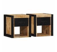 Bedside Cabinet Mango Wood Natural Rough Finish Wall-Mounted 40x35x40 cm Rustic