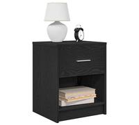 Bedside cabinet Modern Black Engineered Wood 1-Drawer Slim Nightstand 40x34x50cm