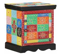 Bedside Cabinet Multicolour Solid Mango Wood 40x35x45 cm Embossed Nightstand