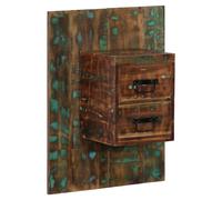 Bedside Cabinet Multicolour Solid Mango Wood 60x32x80 cm Wall-Mounted Floating L
