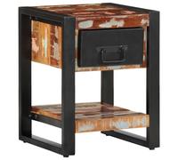 Bedside Cabinet Multicolour Solid Rough Mango Wood Iron Legs Small 35x34x45 cm