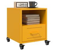 Bedside cabinet Mustard Yellow 36x39x43.5cm Cold-Rolled Steel Wheels Drawer Slim