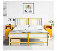 Bedside cabinet Mustard Yellow Cold-Rolled Steel 34.5x39x62cm 1Shelf with Handle