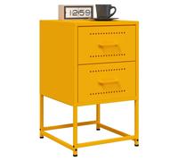 vidaXL Bedside Cabinets Nightstand Bed Side Table 2 pcs Mustard Yellow Steel