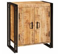 Bedside Cabinet Natural Brown Solid Mango Wood 66x35x76cm Rustic 3-Shelf Storage