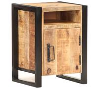 Bedside Cabinet Natural Mango Wood 40x35x55cm Industrial Rustic Nightstand Door