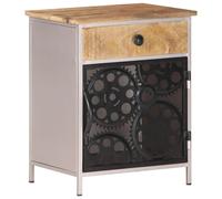 Bedside Cabinet Natural Mango Wood & Iron 40x30x50 cm Bicycle Chain Door Wheels