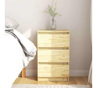 Bedside Cabinet Natural Solid Pine 3-Drawer 40x29.5x64 cm Rustic Nightstand Mini