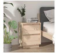 Bedside Cabinet Natural Solid Pinewood 40x35x50 cm Untreated Modern with Drawer