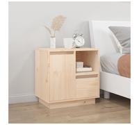 Bedside Cabinet Natural Solid Pinewood 50x34x50 cm Rustic Storage Nightstand Eco