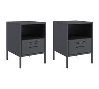 vidaXL Bedside Cabinets Nightstand Bed Table Side Table 2 pcs Anthracite Steel