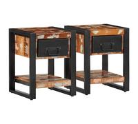 (multicolour, 2 pcs) vidaXL Bedside Cabinets 2 pcs Multicolour Solid Rough Wood Mango bedside table