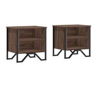 (smoked oak, 2 pcs) vidaXL Bedside Cabinet Nightstand Bed Side Table Smoked Oak Engineered Wood