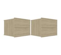(Smoked oak, 2) vidaXL Bedside Cabinet Nightstand Bed Side Table Bed Cabinet Engineered Wood