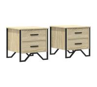(grey sonoma, 2 pcs) vidaXL Bedside Cabinets Nightstand Bed Table 2 pcs Smoked Oak Engineered Wood