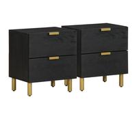Bedside Cabinet Nightstand Bed Table Side Table Black Solid Wood Mango vidaXL
