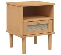 Bedside Cabinet Nightstand Side Table SENJA Rattan Look Solid Wood Pine vidaXL