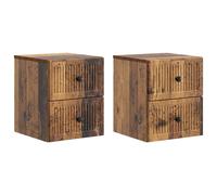 Bedside Cabinet Old Wood 33x34.5x40cm Engineered Wood 4 Drawer Wall-Mounted 2pcs