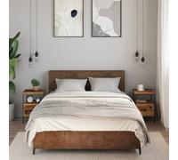 Bedside Cabinet Old Wood 34x36x50 cm Engineered Wood & Iron Frame Pair Set of 2