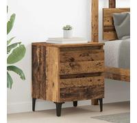 Bedside Cabinet Old Wood 40 x 35 x 50 cm Engineered Wood Drawer Metal Legs Slim