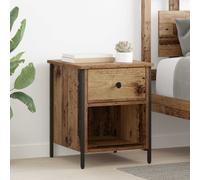 Bedside Cabinet Old Wood Engineered Wood 40x42x50 cm 1 Drawer 1 Shelf with Iron